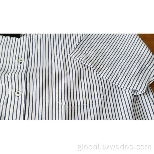 Polyester Cotton Shirt for Men Polyester Cotton Yarn-dyed Short-sleeved Shirt for Men Supplier